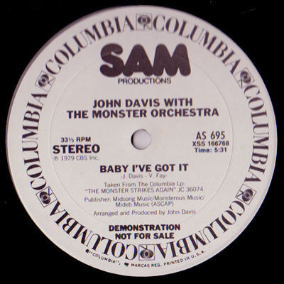John Davis & The Monster Orchestra : Baby I've Got It / That's What I Get (12", Single, Promo)