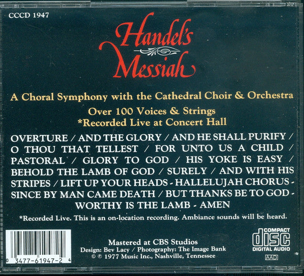 The Cathedral Choir And Symphony Orchestra : Handel's Messiah (CD)