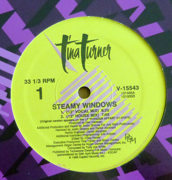 Tina Turner : Steamy Windows (12", Single, Ltd, Promo)