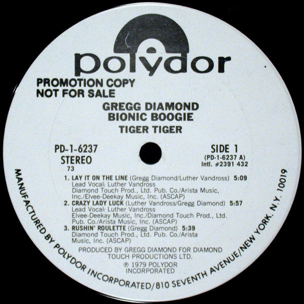 Gregg Diamond, Bionic Boogie : Tiger Tiger (LP, Album, Promo, 73)