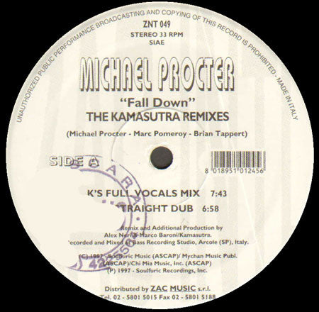 Michael Procter : Fall Down - The Kamasutra Remixes (12")