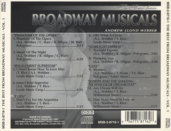 Unknown Artist : The Best Of Broadway Musicals (3xCD)