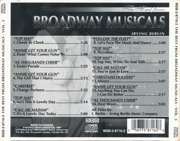 Unknown Artist : The Best Of Broadway Musicals (3xCD)