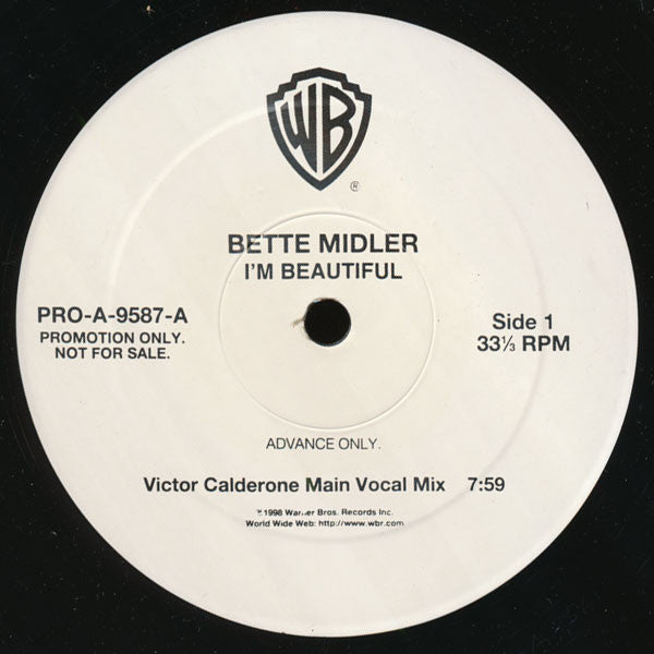 Bette Midler : I'm Beautiful (12", Advance, Promo)