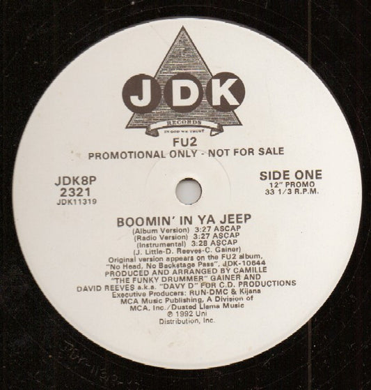Fu2 : Boomin' In Ya Jeep (12", Promo)