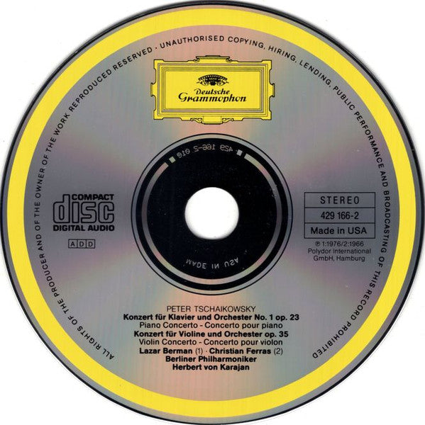 Pyotr Ilyich Tchaikovsky – Lazar Berman · Christian Ferras · Berliner Philharmoniker / Herbert von Karajan : Piano Concerto No. 1 • Violin Concerto (CD, Comp, RM)