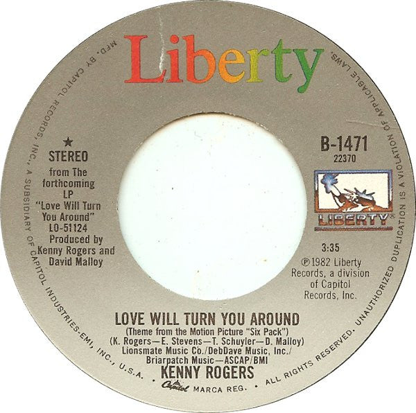 Kenny Rogers : Love Will Turn You Around (7", Single, Win)