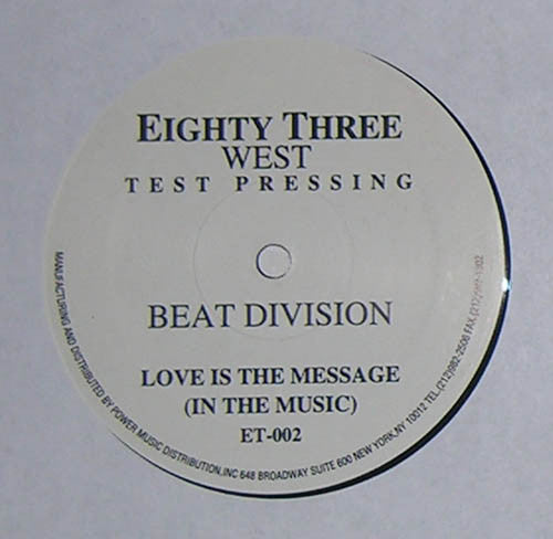 Beat Division : Love Is The Message (In The Music) (12", TP)