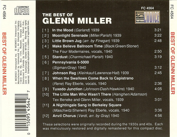 Glenn Miller : The Best Of Glenn Miller (CD, Comp, RM)