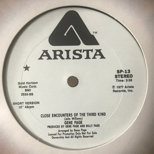 Gene Page : Close Encounters Of The Third Kind (12", Promo)