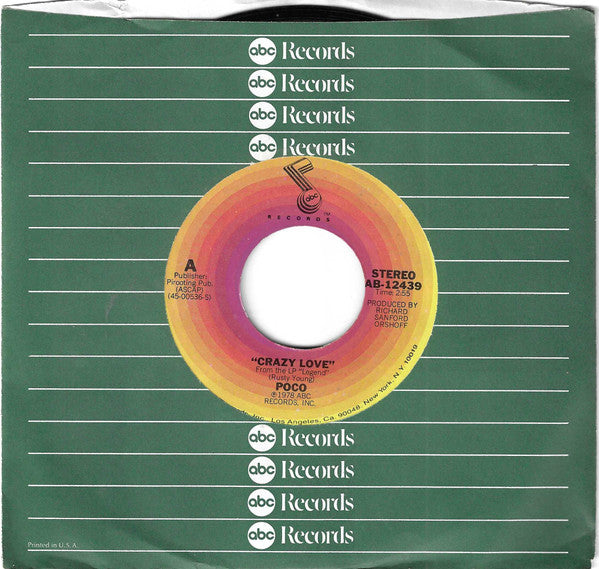 Poco (3) : Crazy Love (7", Single, Styrene, Ter)
