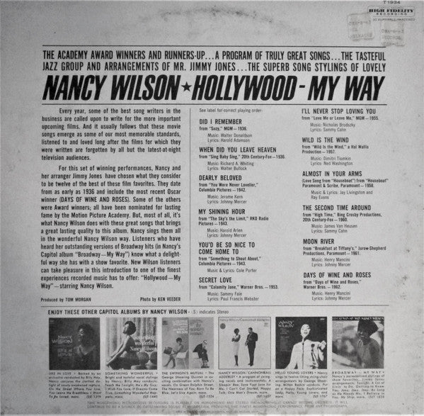 Nancy Wilson : Hollywood - My Way (LP, Album, Mono)