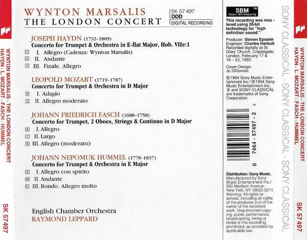 Joseph Haydn, Johann Nepomuk Hummel, Leopold Mozart, Johann Friedrich Fasch, Wynton Marsalis, English Chamber Orchestra, Raymond Leppard : Wynton Marsalis - The London Concert (CD, Album)