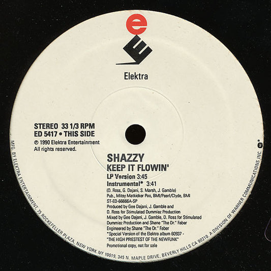 Shazzy : Keep It Flowin' / I Don't Play In Vain (12", Promo)