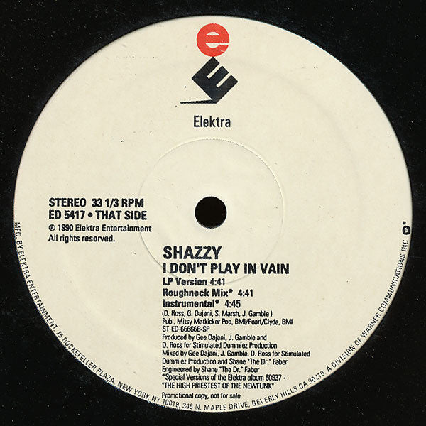 Shazzy : Keep It Flowin' / I Don't Play In Vain (12", Promo)