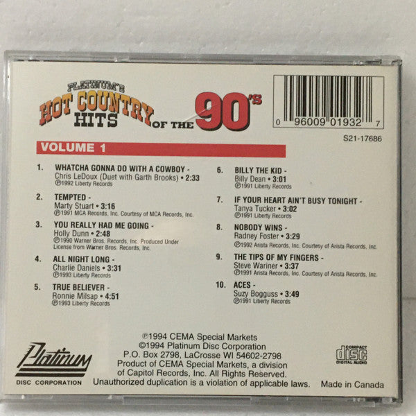 Various : Platinum's Hot Country Hits of the 90's Vol. 1 (CD, Comp)