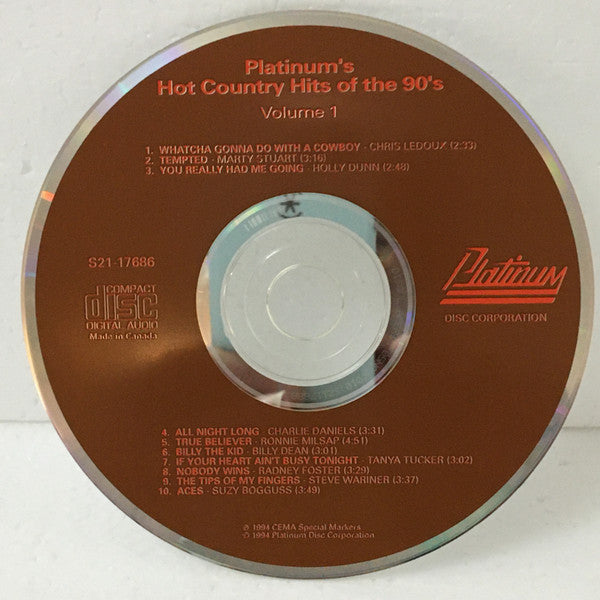 Various : Platinum's Hot Country Hits of the 90's Vol. 1 (CD, Comp)