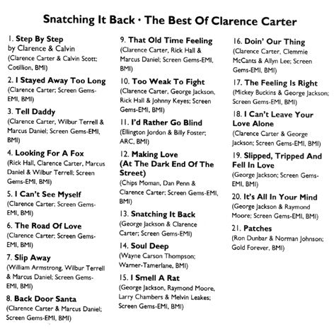 Clarence Carter : Snatching It Back: The Best Of Clarence Carter (CD, Comp)