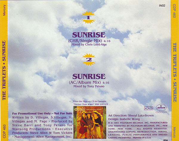 The Triplets (2) : Sunrise (CD, Single, Promo)