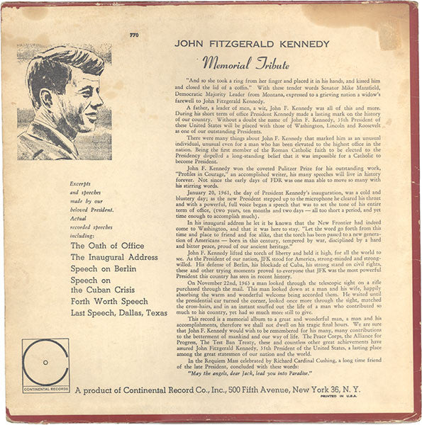 John F. Kennedy : A Memorial Tribute (LP)