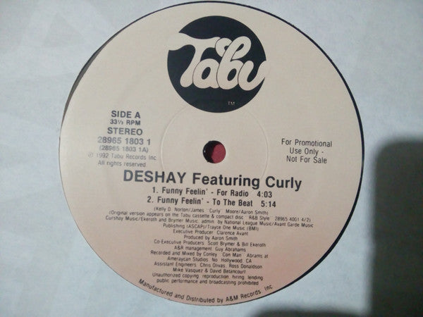 DeShay Featuring Curly (7) : Funny Feelin' (12", Single, Promo)