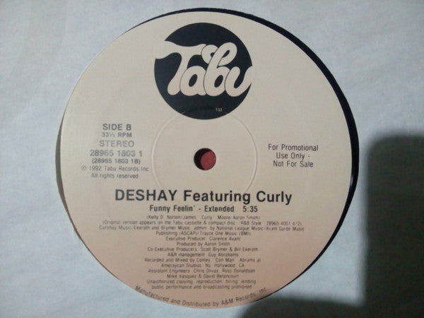 DeShay Featuring Curly (7) : Funny Feelin' (12", Single, Promo)