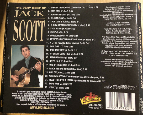 Jack Scott : The Very Best Of Jack Scott (CD, Album, Comp)