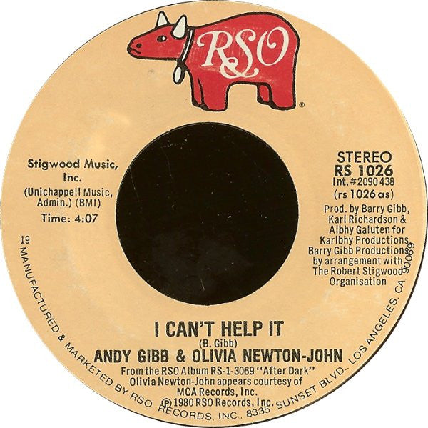 Andy Gibb & Olivia Newton-John : I Can't Help It (7", Single, 19)