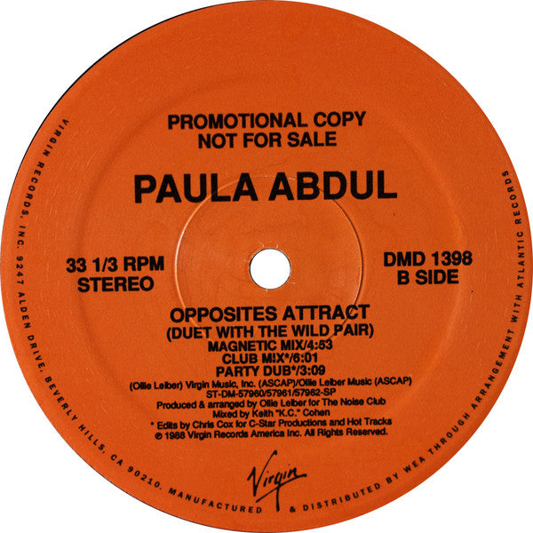 Paula Abdul : Opposites Attract (12", Promo)