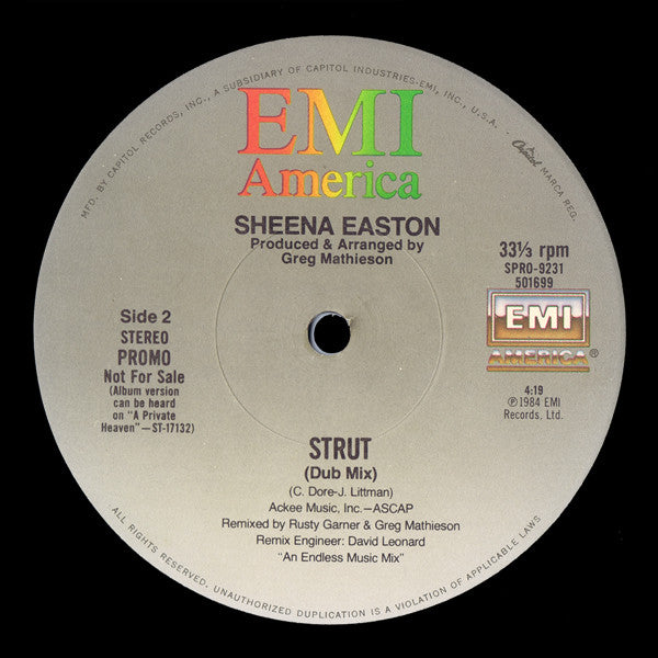 Sheena Easton : Strut (12", Promo)