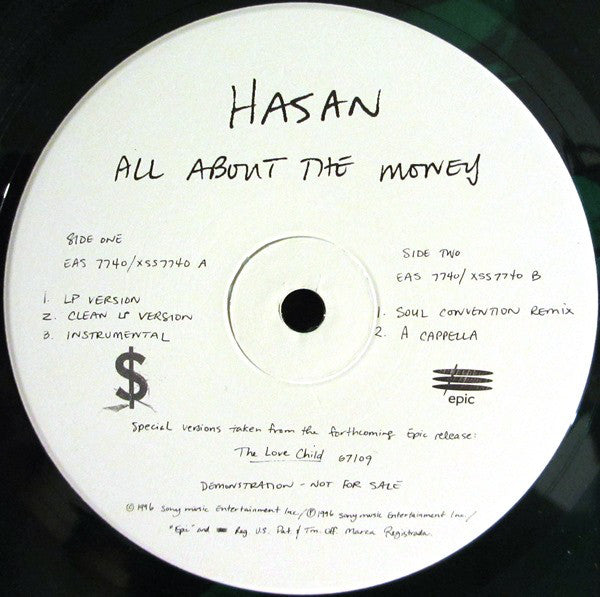 Hasan : All About The Money (12", Promo, Gre)