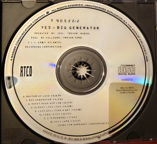 Yes : Big Generator (CD, Album, Club)