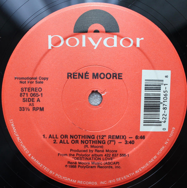 René Moore : All Or Nothing (12", Promo)