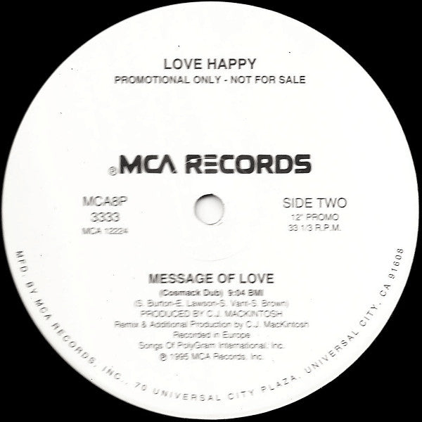 Love Happy : Message Of Love (2x12", Single, Promo)