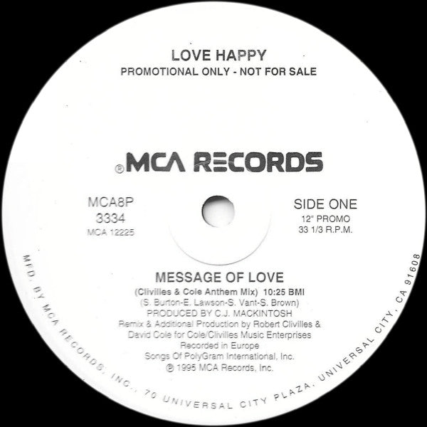 Love Happy : Message Of Love (2x12", Single, Promo)