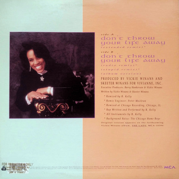Vickie Winans : Don't Throw Your Life Away (12", Maxi)