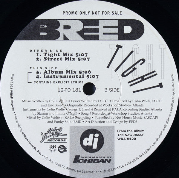 MC Breed : Tight (12", Single, Promo)