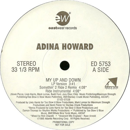 Adina Howard : My Up And Down (12", Single, Promo)