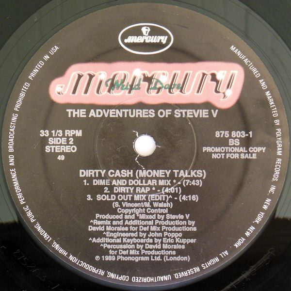 Adventures Of Stevie V. : Dirty Cash (Money Talks) (12", Promo)