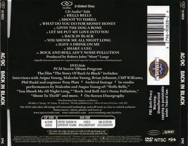 AC/DC : Back In Black (Hybrid, DualDisc, Album, Enh, RM, NTSC, Reg)