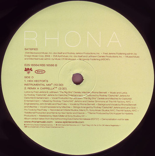 Rhona : Satisfied (2x12", Promo)