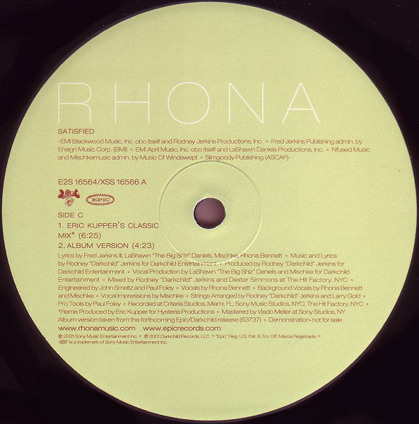 Rhona : Satisfied (2x12", Promo)