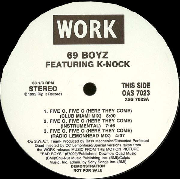 69 Boyz : Five O, Five O (Here They Come) (12", Single, Promo)