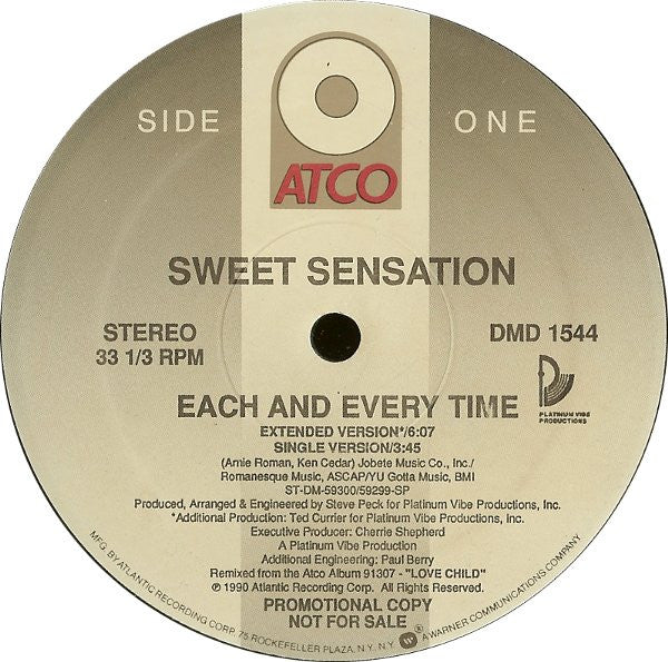 Sweet Sensation : Each And Every Time (12", Promo)