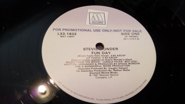 Stevie Wonder : Fun Day (12", Promo)