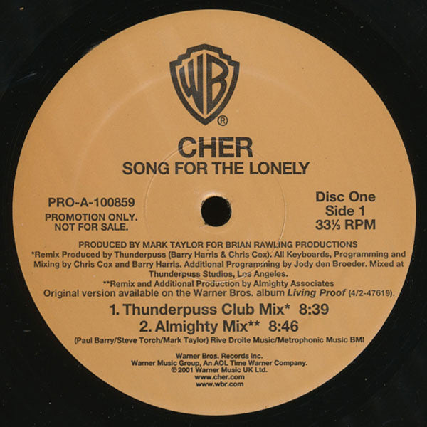 Cher : Song For The Lonely (2x12", Promo)