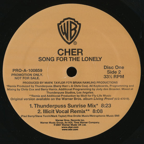 Cher : Song For The Lonely (2x12", Promo)