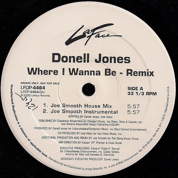 Donell Jones : Where I Wanna Be (Remix) (12", Promo)