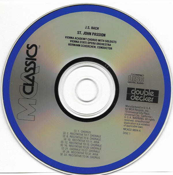 Johann Sebastian Bach • Wiener Akademie Kammerchor, Orchester Der Wiener Staatsoper, Hermann Scherchen : St. John Passion (2xCD, Album, RE, RM)