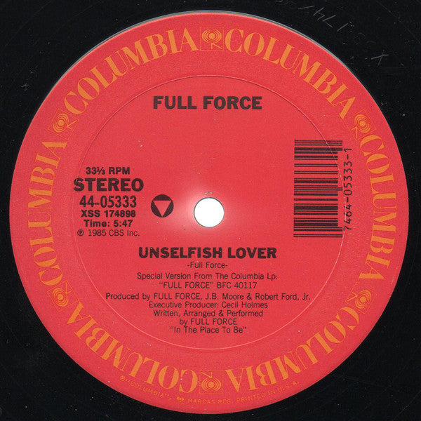 Full Force : Unselfish Lover (12")